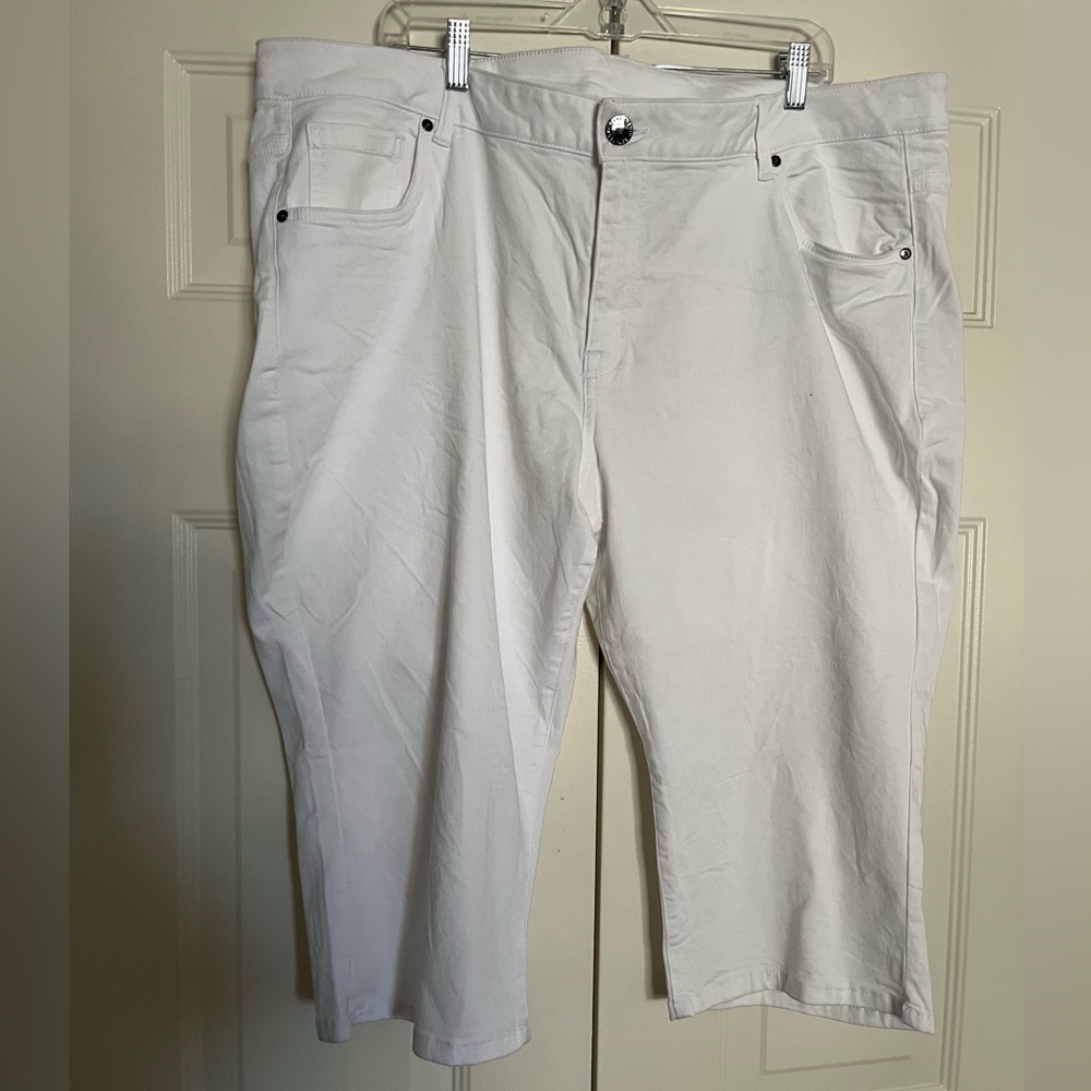 Lane Bryant White Denim Peddle Pushers